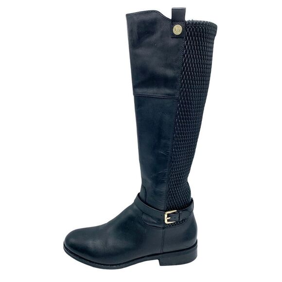 Cole Haan Galina Tall Black Riding Boots Chunky Low Heel Sz 8 - Picture 1 of 16